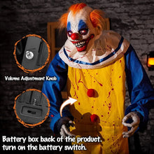 Load image into Gallery viewer, 72&quot; Clown Halloween Animated Decoration with Scary Sounds, Action, Glowing Eyes
