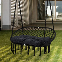 Load image into Gallery viewer, Hammock Chair Macrame Hanging Swing with Cushion,Hanging Cotton Ropes, Metal Frame, 450 Lbs Capacity Indoor Outdoor
