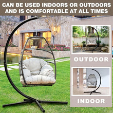 Load image into Gallery viewer, Egg Chair Hammock Chair with UV Resistant Cushion with Stand for Indoor Bedroom Outdoor Garden
