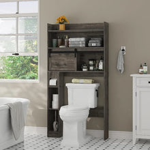 Load image into Gallery viewer, Over The Toilet Storage Cabinet, 6-Tier Toilet Organizer Rack, with Sliding Door
