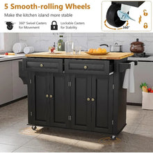 Load image into Gallery viewer, Kitchen Cart with Wood Top and Drop Leaf Breakfast Bar on Wheels with Drawer and Storage
