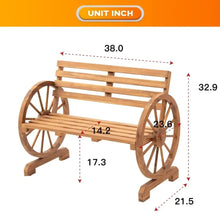 Load image into Gallery viewer, Wooden Wagon Wheel Bench
