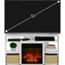 Load image into Gallery viewer, Furinno Jensen Corner Stand with Fireplace for TV up to 55 Inches, Solid White
