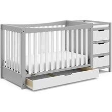 Load image into Gallery viewer, New 5-In-1 Convertible Crib with Drawer Crib and Changing-Table Combo w/ changing pad, Converts To Toddler Bed
