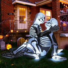 Load image into Gallery viewer, 6.5 FT Long Halloween Inflatables Skeleton Outdoor Cuddling Couple Lovers with Built-in LEDs for Garden
