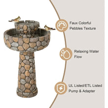 Load image into Gallery viewer, Outdoor Water Fountain, 2-Tier Stone look Bird Bath
