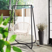 Load image into Gallery viewer, Patio Swing Chair with Stand and Cushion, Heavy Duty Hanging Chair with Stand
