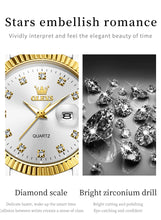 Load image into Gallery viewer, OLEVS Couple Watch Set Luxury  Diamond Gold Watch Waterproof
