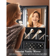 Load image into Gallery viewer, 360° Swivel Jewelry Cabinet with Lights, Touch Screen Vanity Mirror, Rotatable
