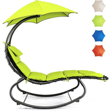 Load image into Gallery viewer, Hanging, Rocking Hammock Swing Chair with Cushion, Built-in Pillow Removable Canopy, Outdoor Hanging Curved
