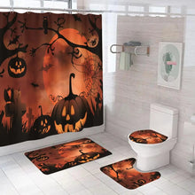 Load image into Gallery viewer, Bathroom Accessories Spooky Halloween Castle Shower Curtain Set Waterproof Non-slip Rugs Toilet Lid
