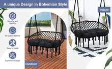 Load image into Gallery viewer, Hammock Chair Macrame Hanging Swing with Cushion,Hanging Cotton Ropes, Metal Frame, 450 Lbs Capacity Indoor Outdoor
