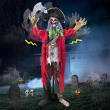 Load image into Gallery viewer, 6.4ft Extra Tall Halloween Animatronic Talking Standing Pirate Ghost, Voice Control Flashing Red Eyes Horror Sounds
