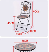 Load image into Gallery viewer, Outdoor Balcony Table and Chair Mosaic Iron Three-Piece Set
