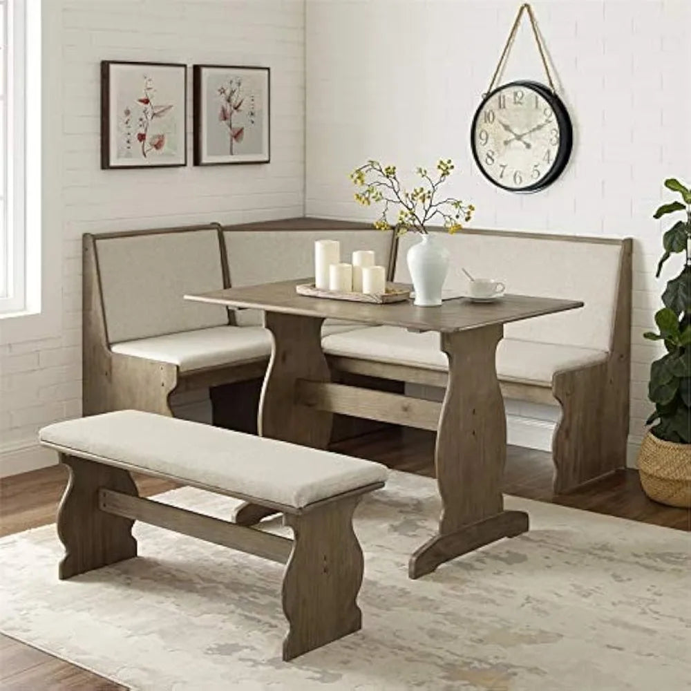 Corner Nook Dining Set with Upholstered Seats, Some Assembly Required, Seats Up To 5 People