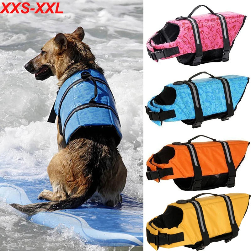 Dog Life Vest Summer Printed Reflective  Pets Safety Swimming Suit