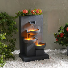 Load image into Gallery viewer, Teamson 3-Tier Cascading Outdoor Water Fountain with Planter
