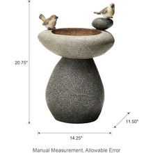 Load image into Gallery viewer, 20.75&quot; H Zen Style Faux Stone Texture Birdbath Outdoor Fountain with Birds Decor
