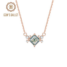 Load image into Gallery viewer, GEM&#39;S BALLET Unique 0.63CTW Square Moss Agate Pendant Necklace in 925 Sterling Silver
