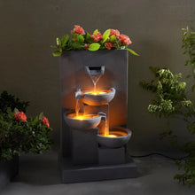 Load image into Gallery viewer, Teamson 3-Tier Cascading Outdoor Water Fountain with Planter
