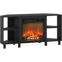 Load image into Gallery viewer, Furinno Cabinet Corner Fireplace Stand with 4 Open Compartment for TV up to 55 Inches
