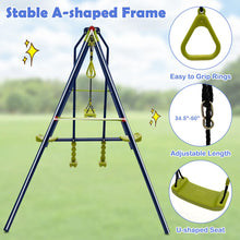 Load image into Gallery viewer, Babyjoy 440 lbs Swing Set 3-in-1 Kids Swing Stand w/Swing Gym Rings Glider for Backyard
