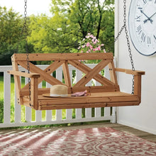 Load image into Gallery viewer, Patio Garden Furniture Sets Durable Cedar Farmhouse Outdoor Porch Swing with Chain
