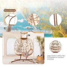 Load image into Gallery viewer, 2 Person Wicker Swing Double Egg Chair with Stand and with Cushion and Pillow
