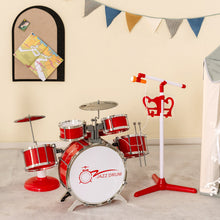 Load image into Gallery viewer, Babyjoy Jazz Drum Set for Educational Toy w/Keyboard Cymbal Microphone Red
