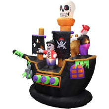 Load image into Gallery viewer, 7 Foot Halloween Inflatable Skeletons Ghosts on Pirate Ship Lights Decor Outdoor Indoor
