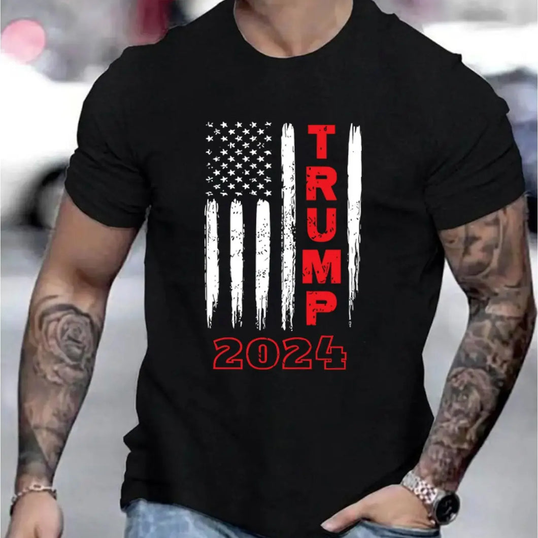 TRUMP 2024 Pattern Printed Men's Creative Top Casual Short Sleeve Round Neck T-shirt