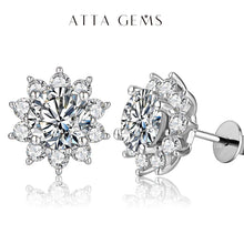 Load image into Gallery viewer, Snowflake Stud 925 Sterling Silver Jewelry 6.5mm 1.0 Carat Diamond Moissanite Earrings
