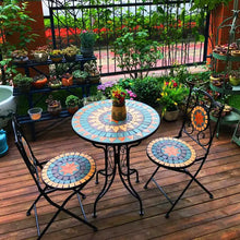 Load image into Gallery viewer, Outdoor Balcony Table and Chair Mosaic Iron Three-Piece Set
