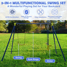 Load image into Gallery viewer, Babyjoy 440 lbs Swing Set 3-in-1 Kids Swing Stand w/Swing Gym Rings Glider for Backyard
