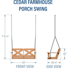 Load image into Gallery viewer, Patio Garden Furniture Sets Durable Cedar Farmhouse Outdoor Porch Swing with Chain
