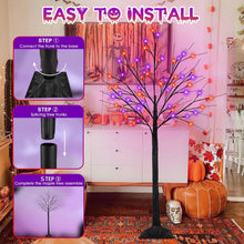 Load image into Gallery viewer, Lighted Halloween Tree with LED Orange and Purple Lights
