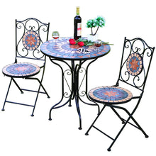 Load image into Gallery viewer, Outdoor Balcony Table and Chair Mosaic Iron Three-Piece Set
