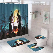 Load image into Gallery viewer, Bathroom Accessories Spooky Halloween Castle Shower Curtain Set Waterproof Non-slip Rugs Toilet Lid
