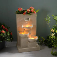 Load image into Gallery viewer, Teamson 3-Tier Cascading Outdoor Water Fountain with Planter
