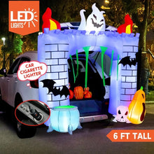 Load image into Gallery viewer, Halloween Inflatable Haunted Castle with Build LED,Trunk or Treat Car Decorations
