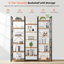 Load image into Gallery viewer, Triple Wide 6 Tier Bookshelf, Shape Changeable Bookcases, Open Display Shelves, Modern and Tall Bookcase
