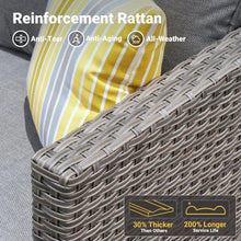 Load image into Gallery viewer, 5 Pieces Outdoor Wicker Rattan Sofa Couch with Ottomans and Comfy Cushions, All Weather High Back
