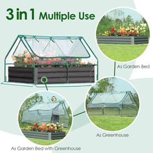 Load image into Gallery viewer, 6x3x1ft Galvanized Raised Garden Bed with Cover Metal Planter Box Kit, w/ 2 Large Screen Windows Mini Greenhouse 20pcs T Tags
