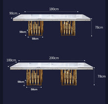 Load image into Gallery viewer, Luxury White Marble Dining Table And Chair Combination
