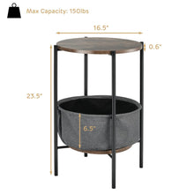 Load image into Gallery viewer, Set of 2 Industrial Round End Side Coffee Table w/ Storage Basket
