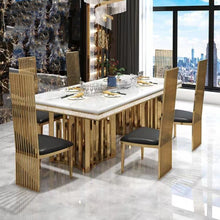 Load image into Gallery viewer, Luxury White Marble Dining Table And Chair Combination
