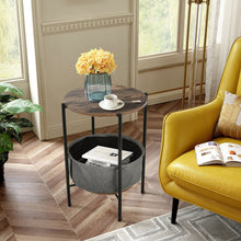 Load image into Gallery viewer, Set of 2 Industrial Round End Side Coffee Table w/ Storage Basket
