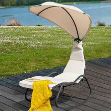 Load image into Gallery viewer, Patio Hanging Chaise Lounge Chair Swing Hammock Canopy Thick Cushion
