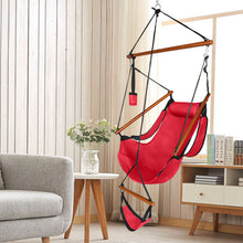 Load image into Gallery viewer, Four Colors Oxford Cloth Hardwood With Cup Holder Wooden Stick Perforated 100kg Seaside Courtyard Oxford Cloth Hanging Chair
