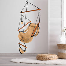 Load image into Gallery viewer, Four Colors Oxford Cloth Hardwood With Cup Holder Wooden Stick Perforated 100kg Seaside Courtyard Oxford Cloth Hanging Chair
